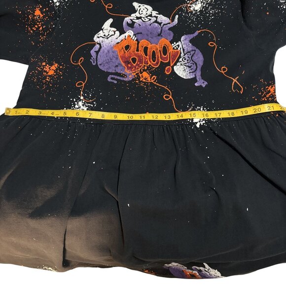 Vintage-Inspired Long Black Halloween Dress W/ Ghost & Boo Print Splatter Design - Picture 10 of 10